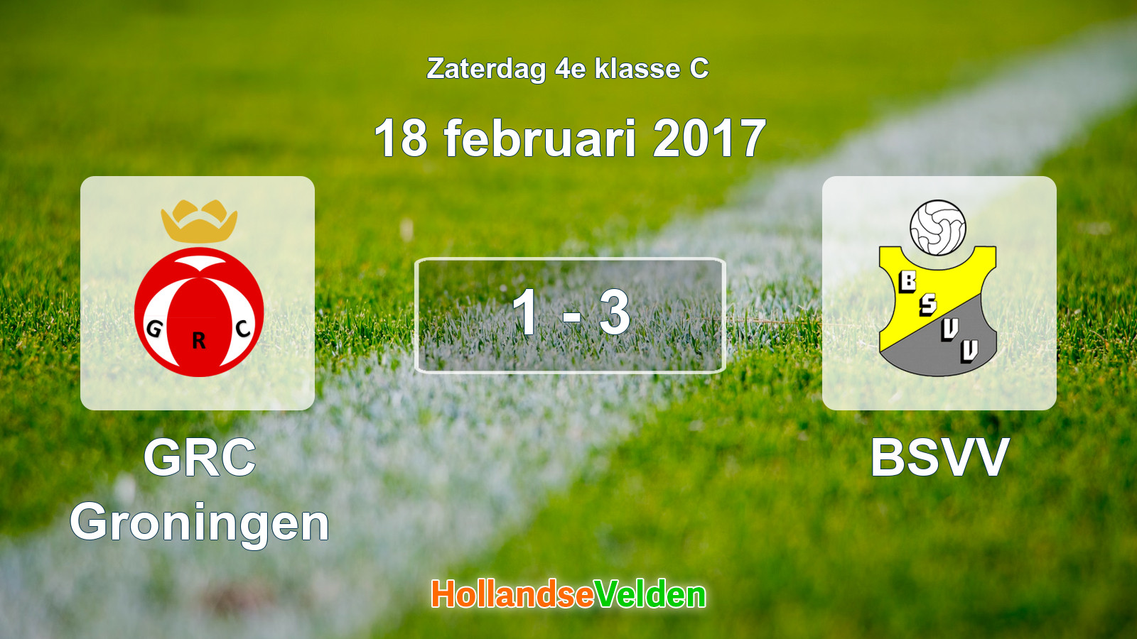 Gespeelde wedstrijd: GRC Groningen - BSVV 1 - 3 (18 februari 2017)