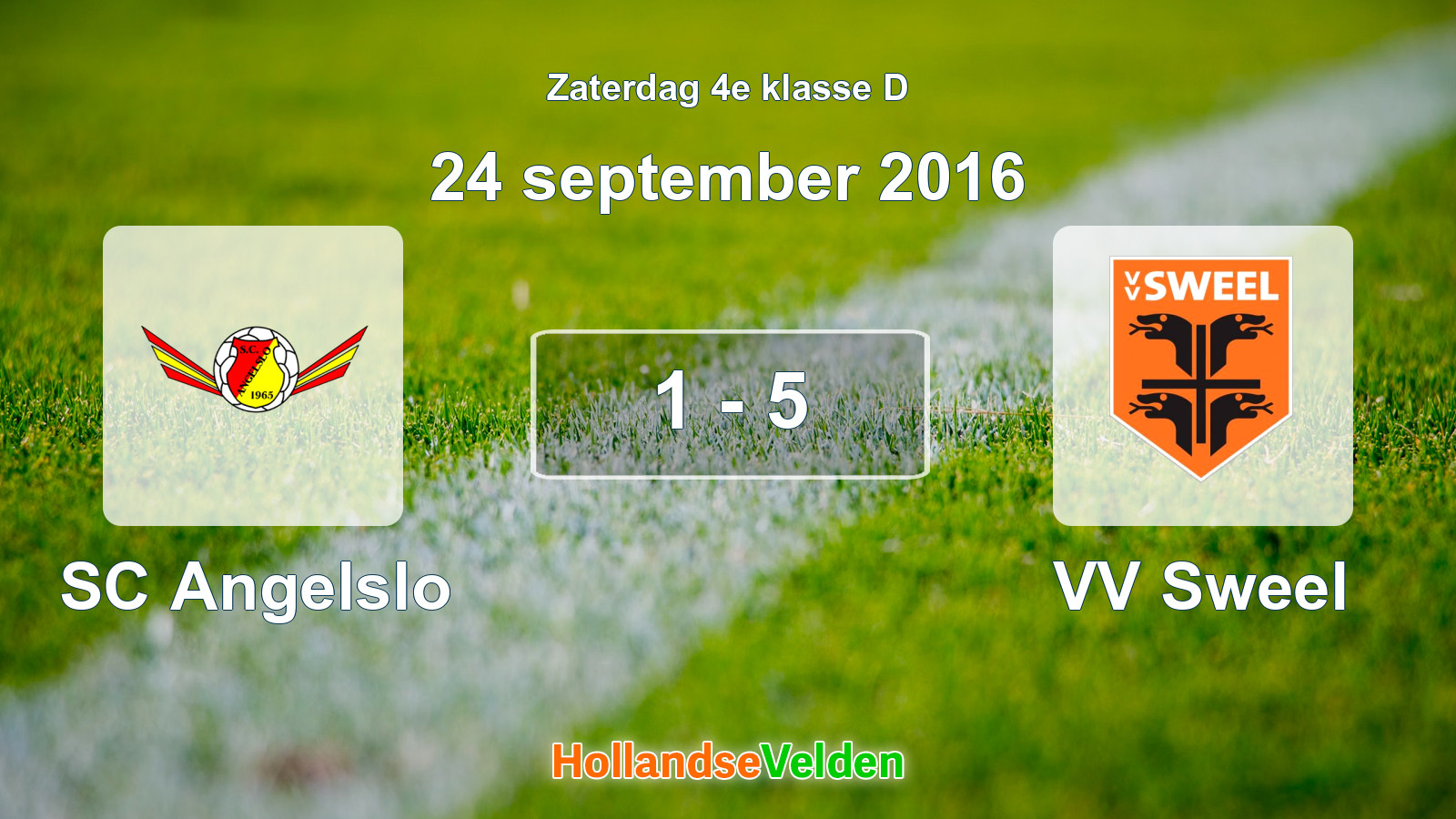 Gespeelde wedstrijd: SC Angelslo - VV Sweel 1 - 5 (24 september 2016)