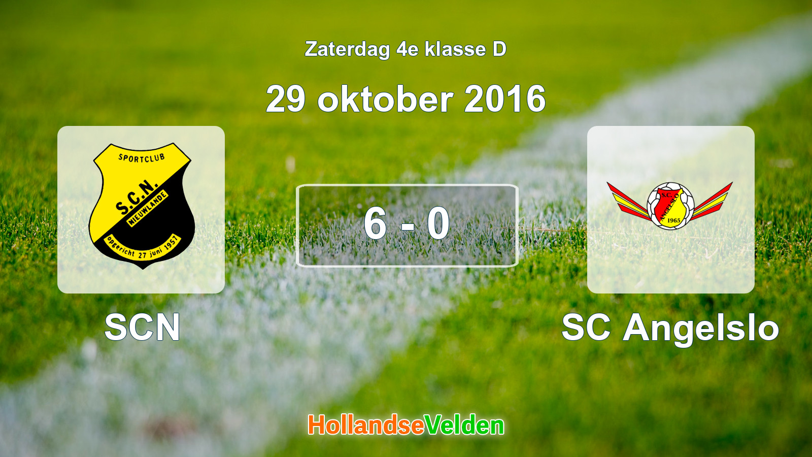 Gespeelde wedstrijd: SCN - SC Angelslo 6 - 0 (29 oktober 2016)
