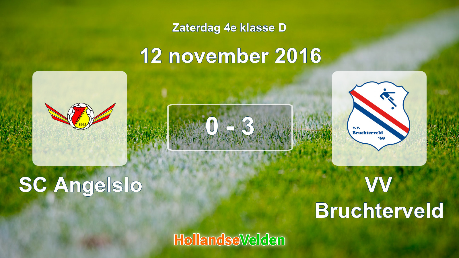 Gespeelde wedstrijd: SC Angelslo - VV Bruchterveld 0 - 3 (12 november 2016)