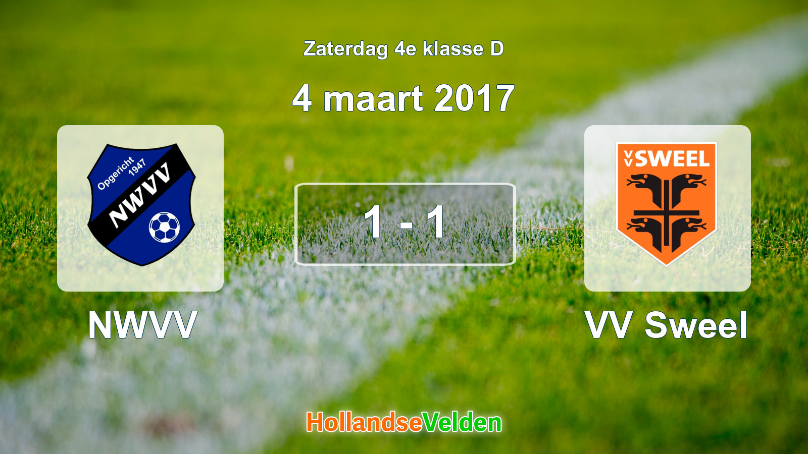 Gespeelde wedstrijd: NWVV - VV Sweel 1 - 1 (4 maart 2017)