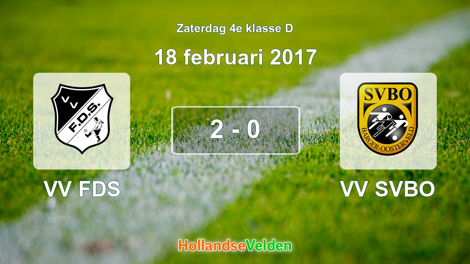 Gespeelde wedstrijd: VV FDS - VV SVBO 2 - 0 (18 februari 2017)
