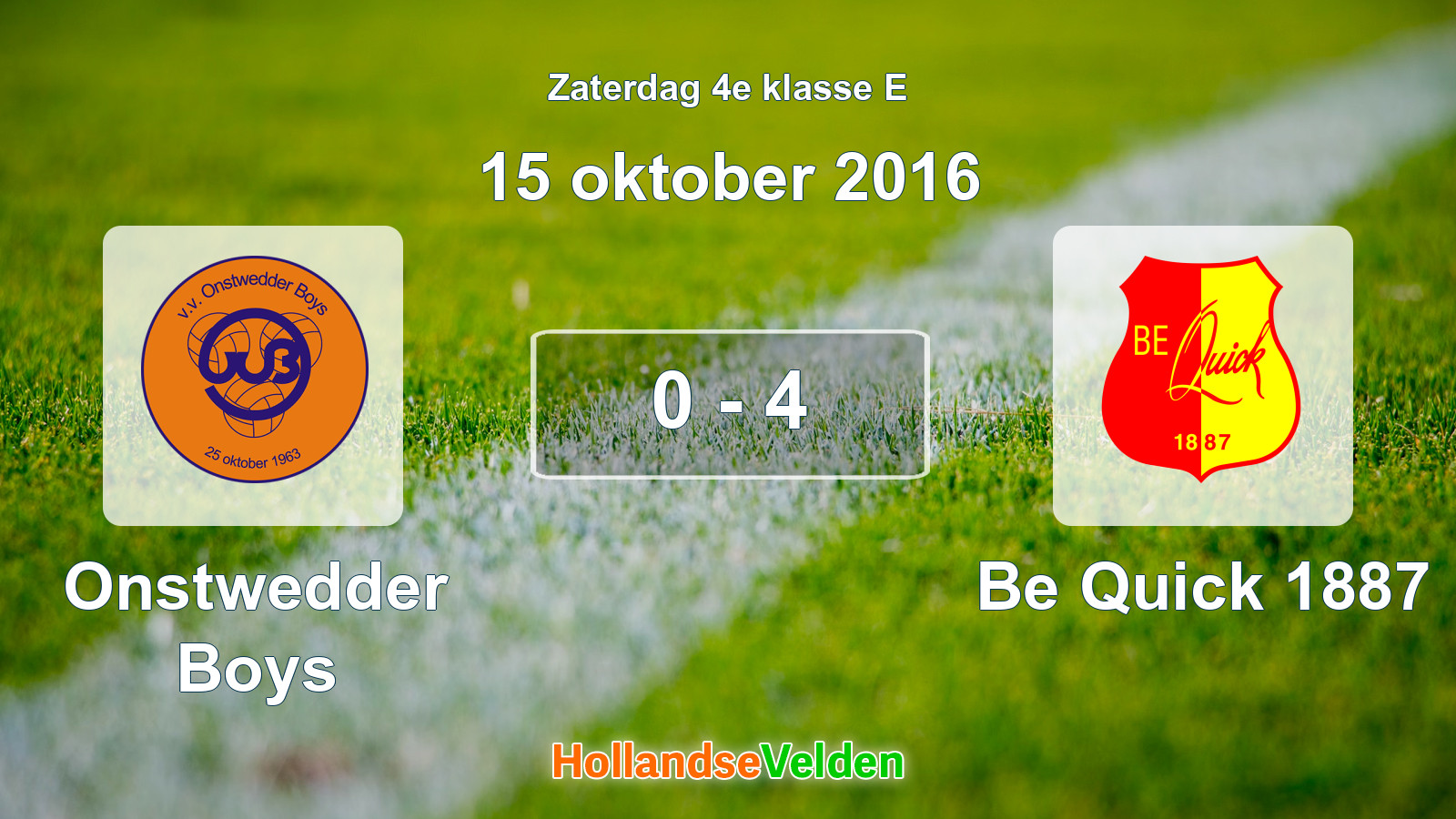 Gespeelde wedstrijd: Onstwedder Boys - Be Quick 1887 0 - 4 (15 oktober 2016)