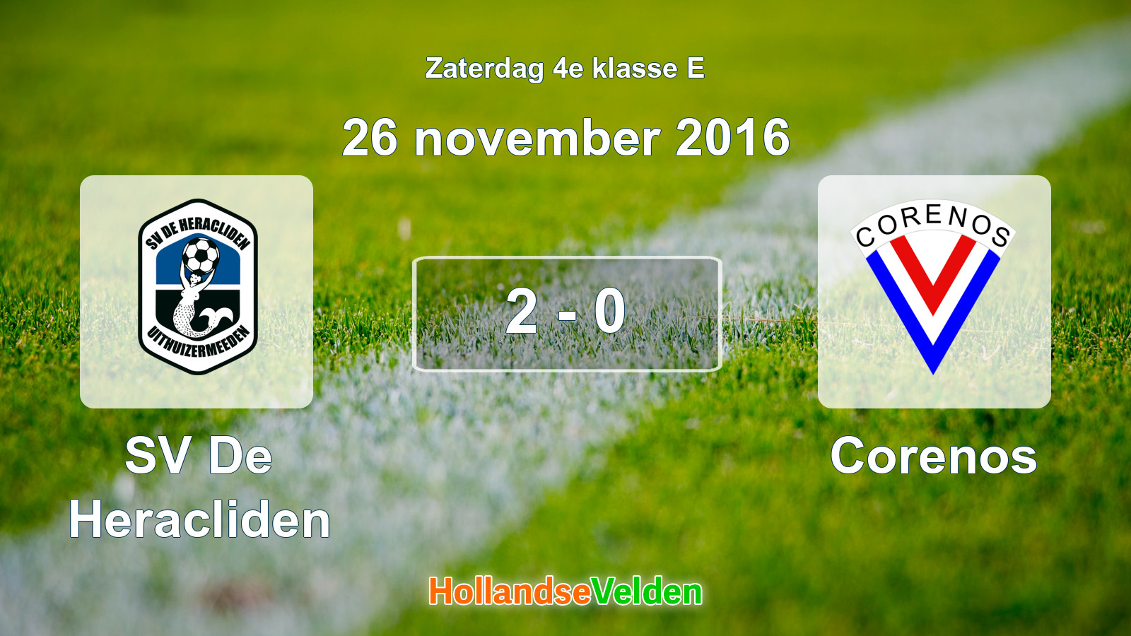 Gespeelde wedstrijd: SV De Heracliden - Corenos 2 - 0 (26 november 2016)