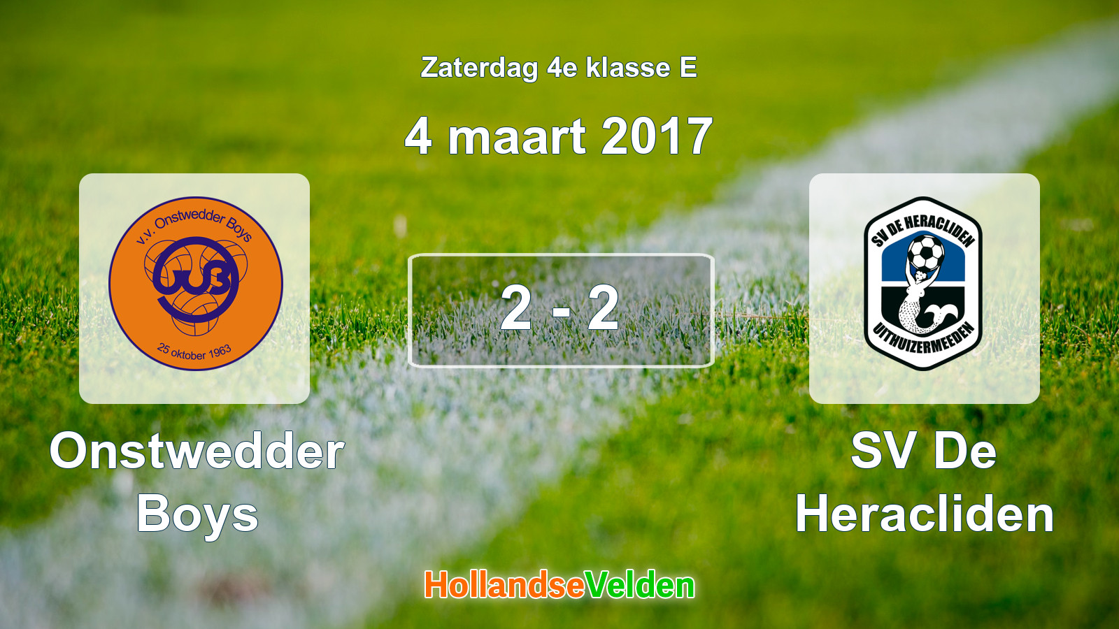 Gespeelde wedstrijd: Onstwedder Boys - SV De Heracliden 2 - 2 (4 maart 2017)