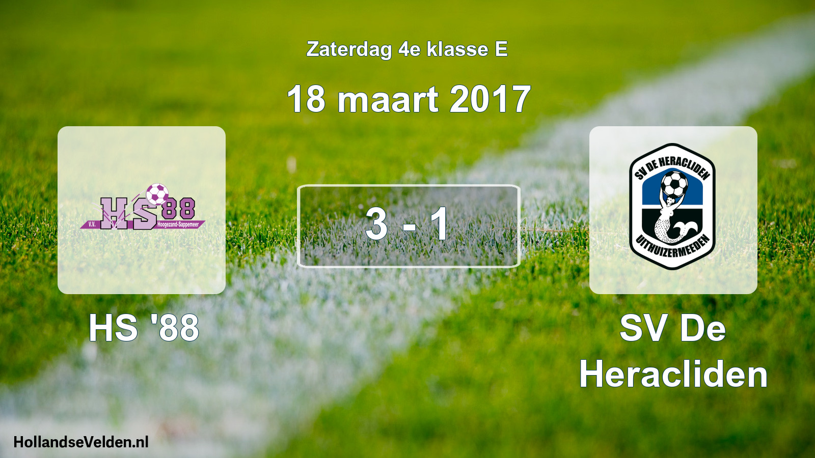 Gespeelde wedstrijd: HS '88 - SV De Heracliden 3 - 1 (18 maart 2017)