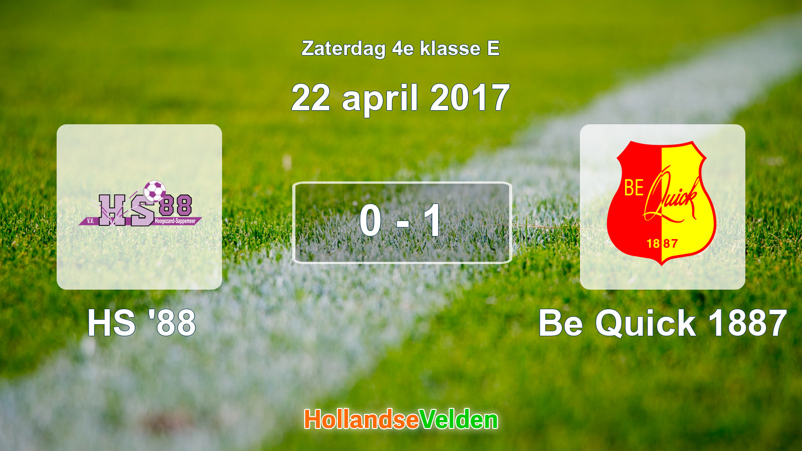 Gespeelde wedstrijd: HS '88 - Be Quick 1887 0 - 1 (22 april 2017)