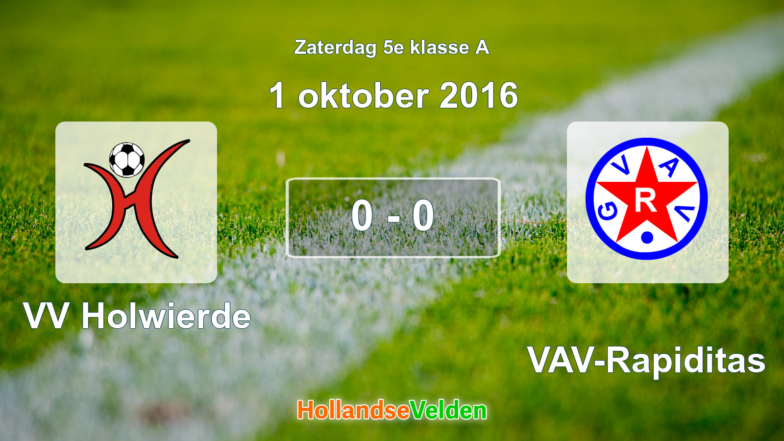 Gespeelde wedstrijd: VV Holwierde - GVAV-Rapiditas 0 - 0 (1 oktober 2016)