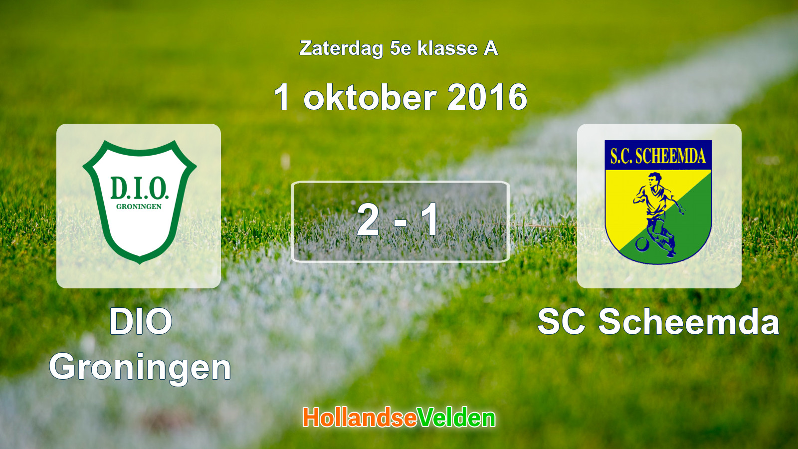 Gespeelde wedstrijd: DIO Groningen - SC Scheemda 2 - 1 (1 oktober 2016)