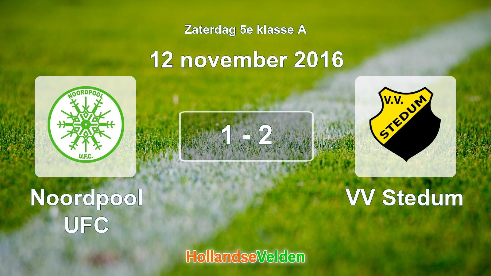 Gespeelde wedstrijd: Noordpool UFC - VV Stedum 1 - 2 (12 november 2016)