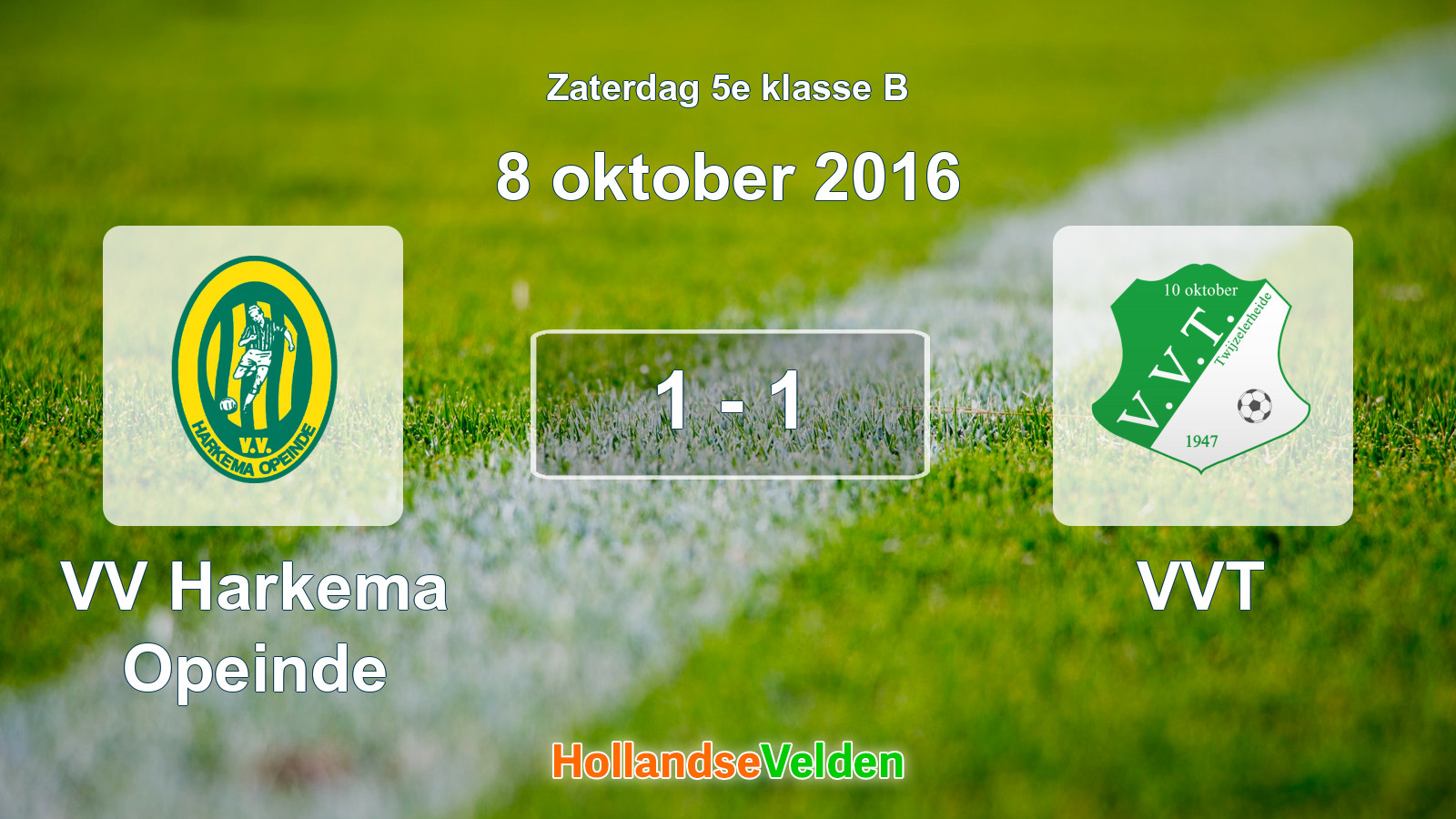Gespeelde wedstrijd: VV Harkema Opeinde - VVT 1 - 1 (8 oktober 2016)