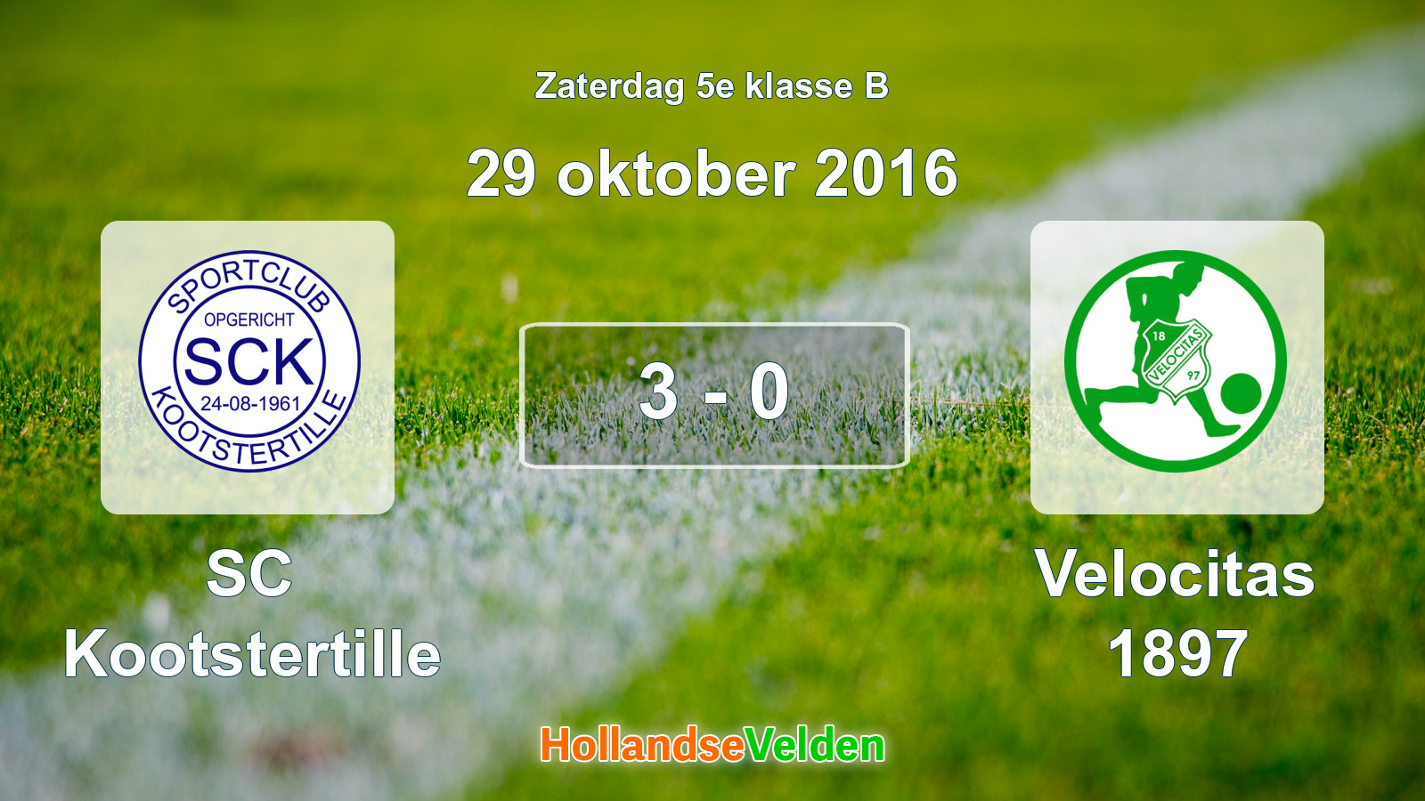 Gespeelde wedstrijd: SC Kootstertille - Velocitas 1897 3 - 0 (29 oktober 2016)