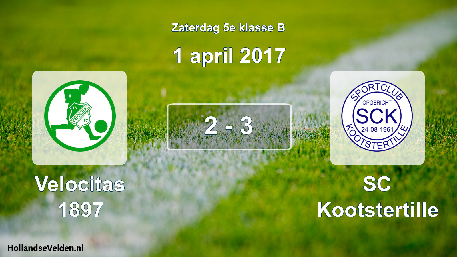 Gespeelde wedstrijd: Velocitas 1897 - SC Kootstertille 2 - 3 (1 april 2017)