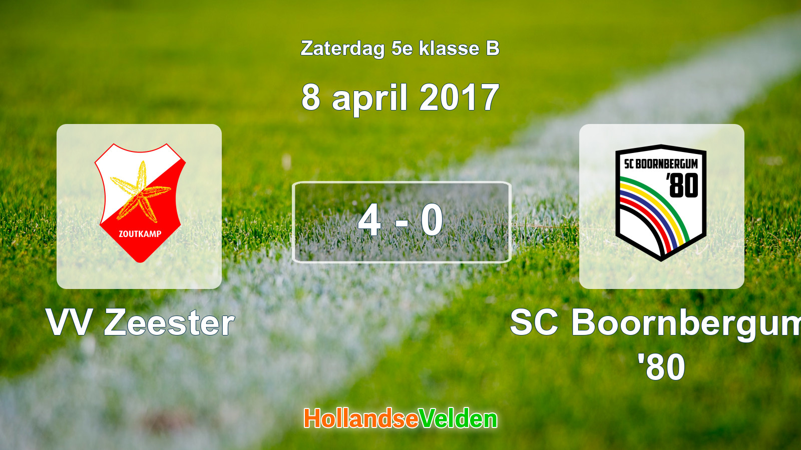 Gespeelde wedstrijd: VV Zeester - SC Boornbergum '80 4 - 0 (8 april 2017)
