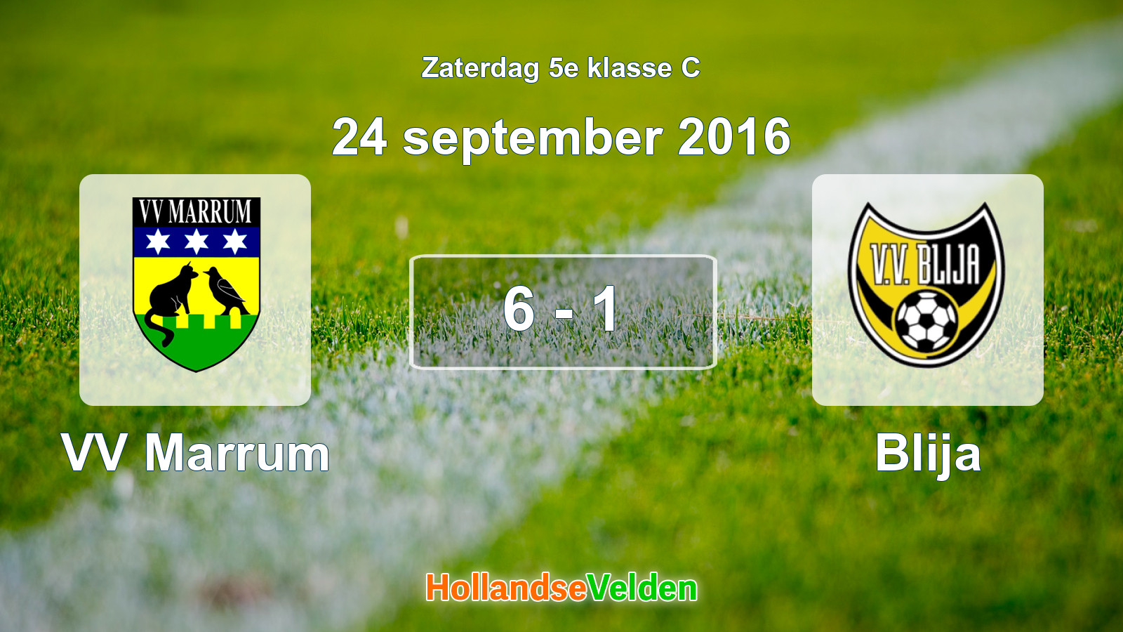 Gespeelde wedstrijd: VV Marrum - Blija 6 - 1 (24 september 2016)