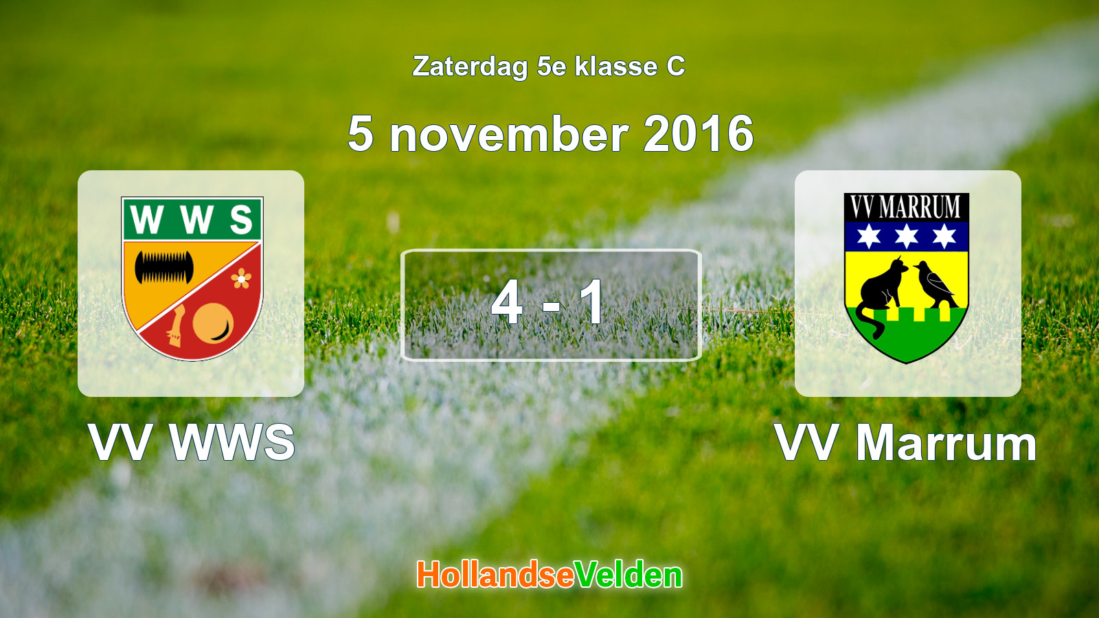 Gespeelde wedstrijd: VV WWS - VV Marrum 4 - 1 (5 november 2016)