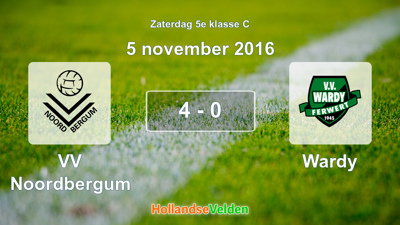 Gespeelde wedstrijd: VV Noordbergum - Wardy 4 - 0 (5 november 2016)