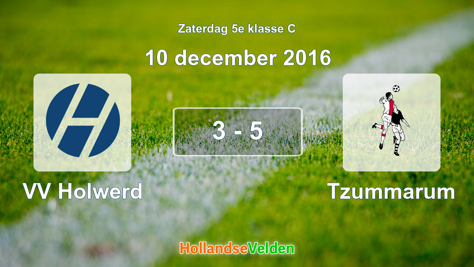 Gespeelde wedstrijd: VV Holwerd - Tzummarum 3 - 5 (10 december 2016)