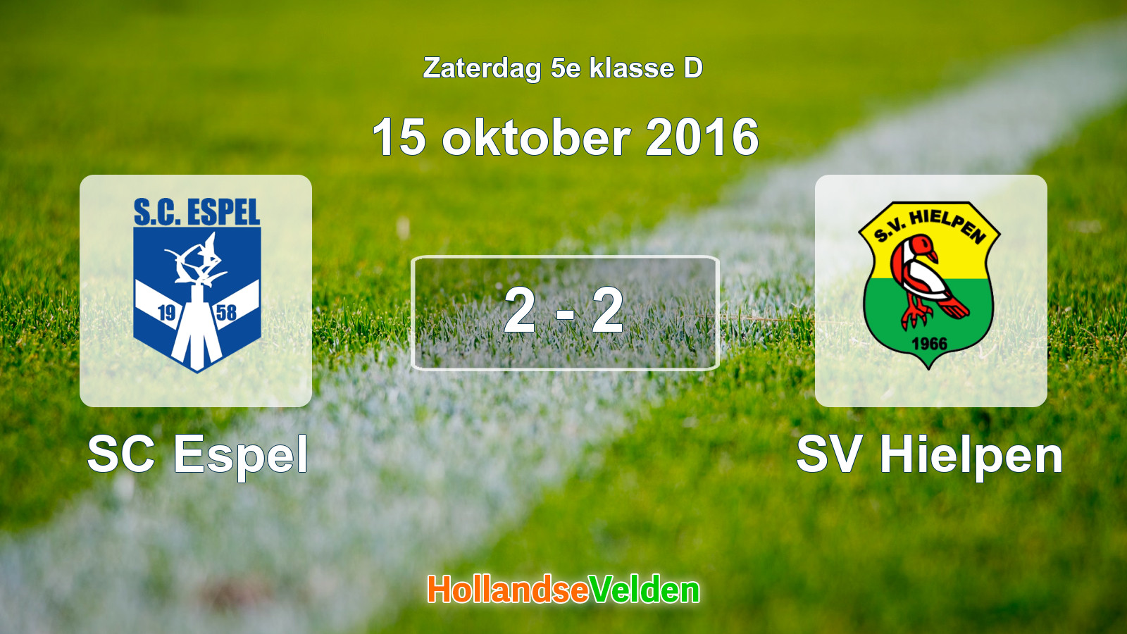 Gespeelde wedstrijd: SC Espel - SV Hielpen 2 - 2 (15 oktober 2016)