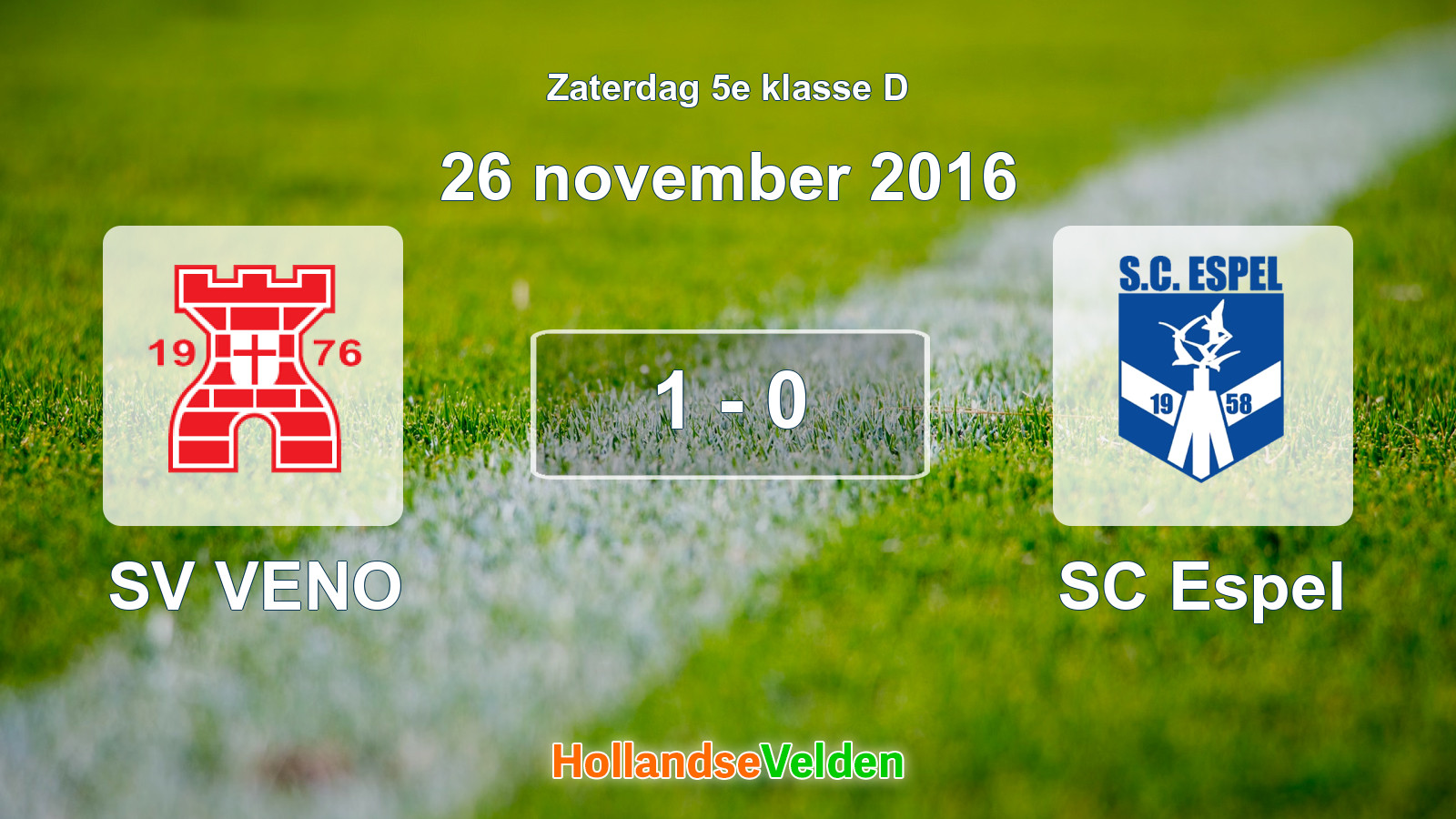 Gespeelde wedstrijd: SV VENO - SC Espel 1 - 0 (26 november 2016)