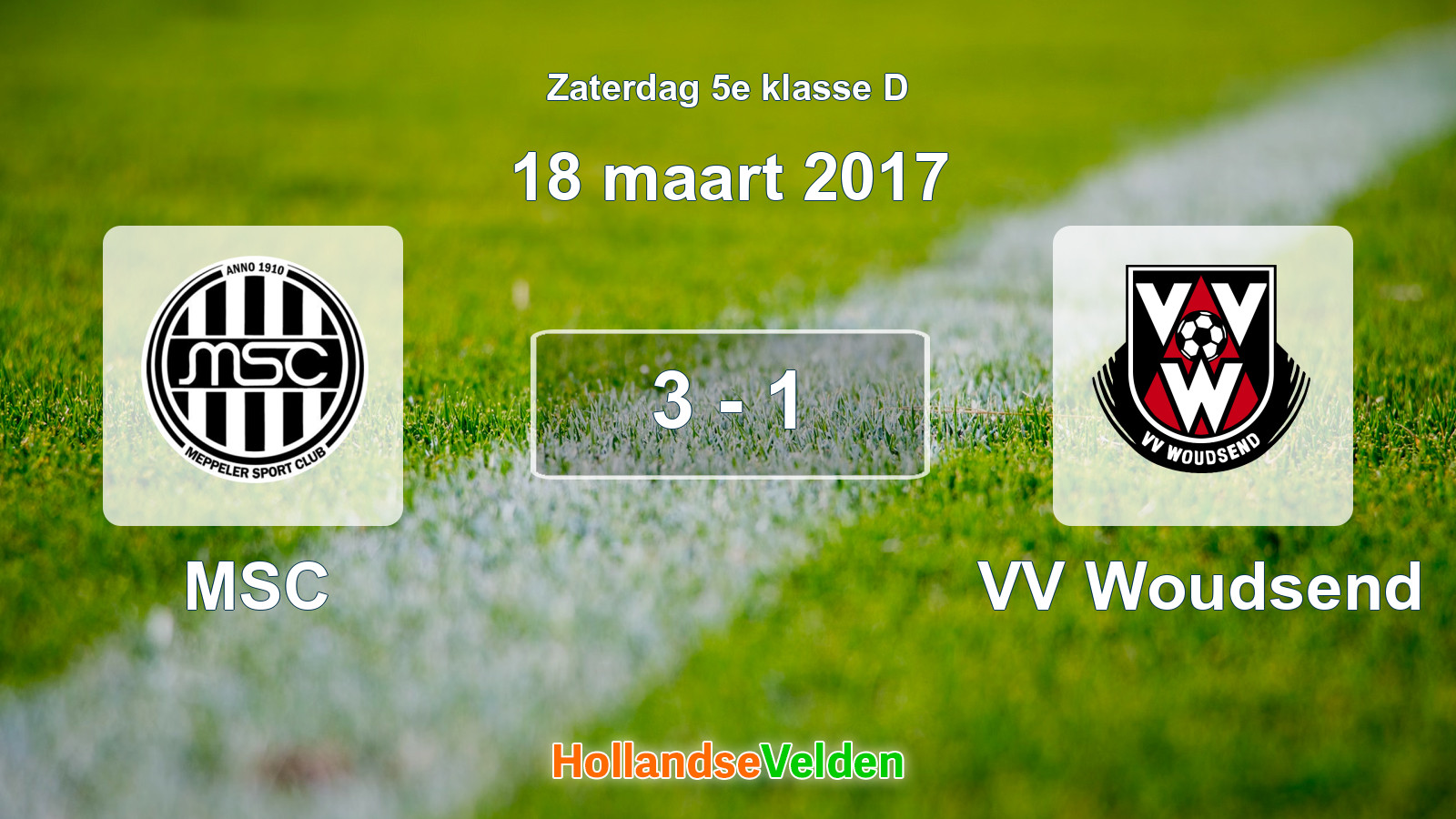 Gespeelde wedstrijd: MSC - VV Woudsend 3 - 1 (18 maart 2017)