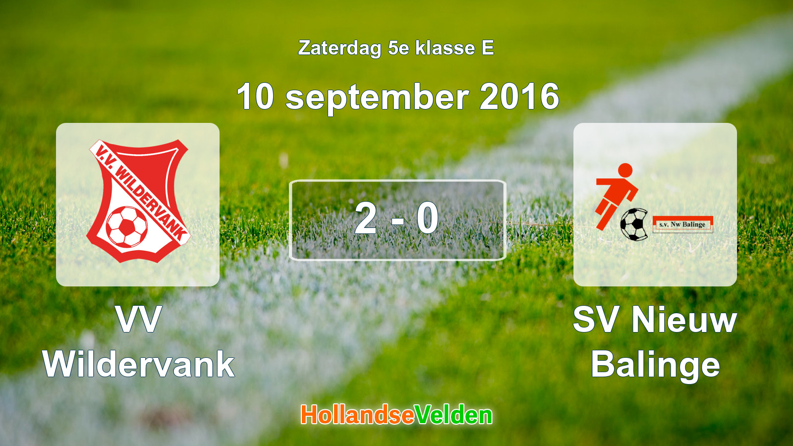 Gespeelde wedstrijd: VV Wildervank - SV Nieuw Balinge 2 - 0 (10 september 2016)