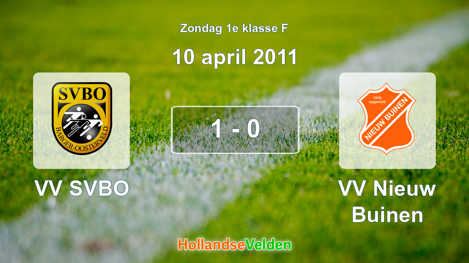 Gespeelde wedstrijd: VV SVBO - VV Nieuw Buinen 1 - 0 (10 april 2011)