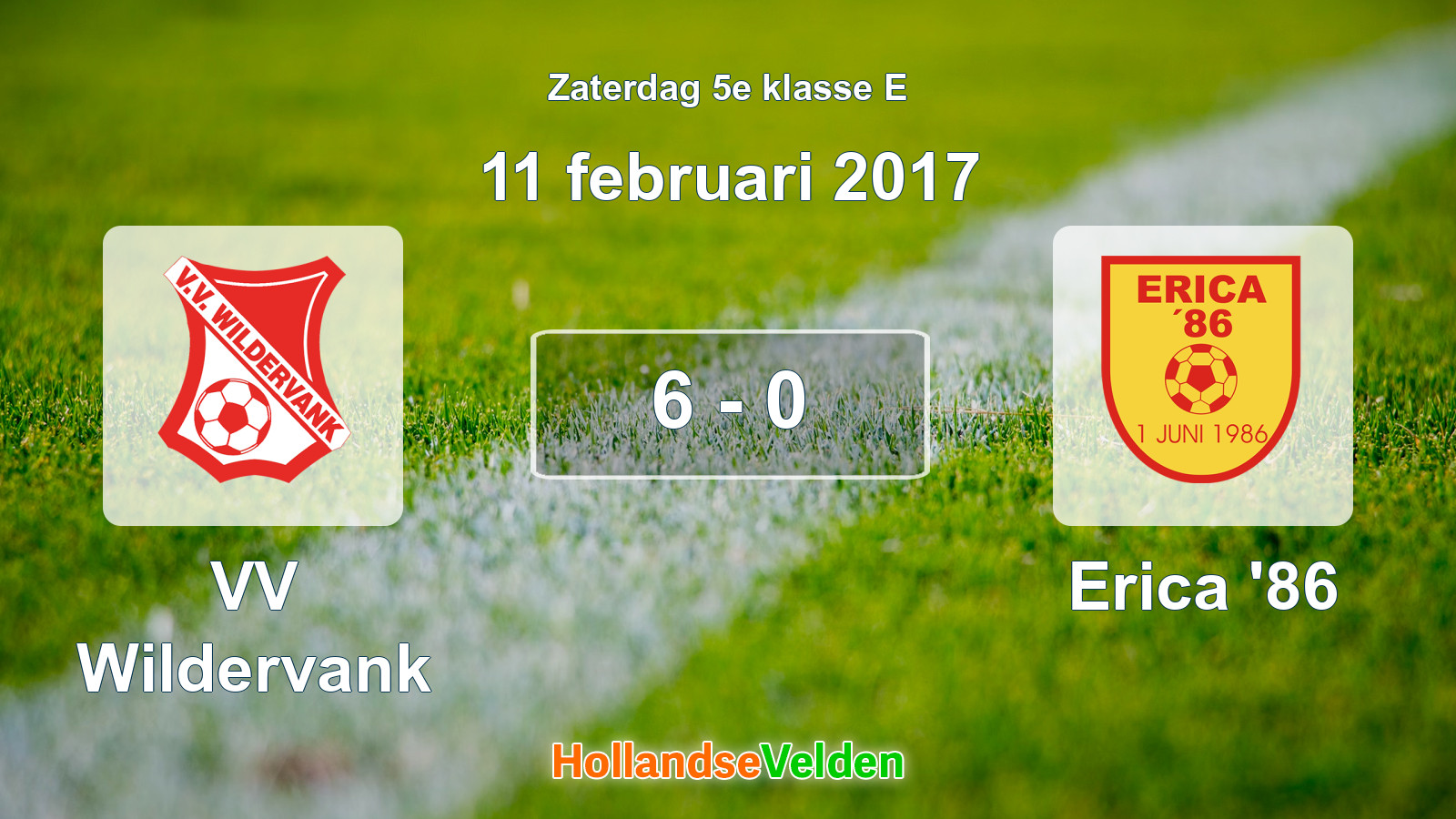 Gespeelde wedstrijd: VV Wildervank - Erica '86 6 - 0 (11 februari 2017)