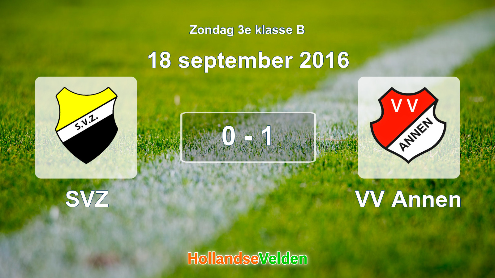 Gespeelde wedstrijd: SVZ - VV Annen 0 - 1 (18 september 2016)