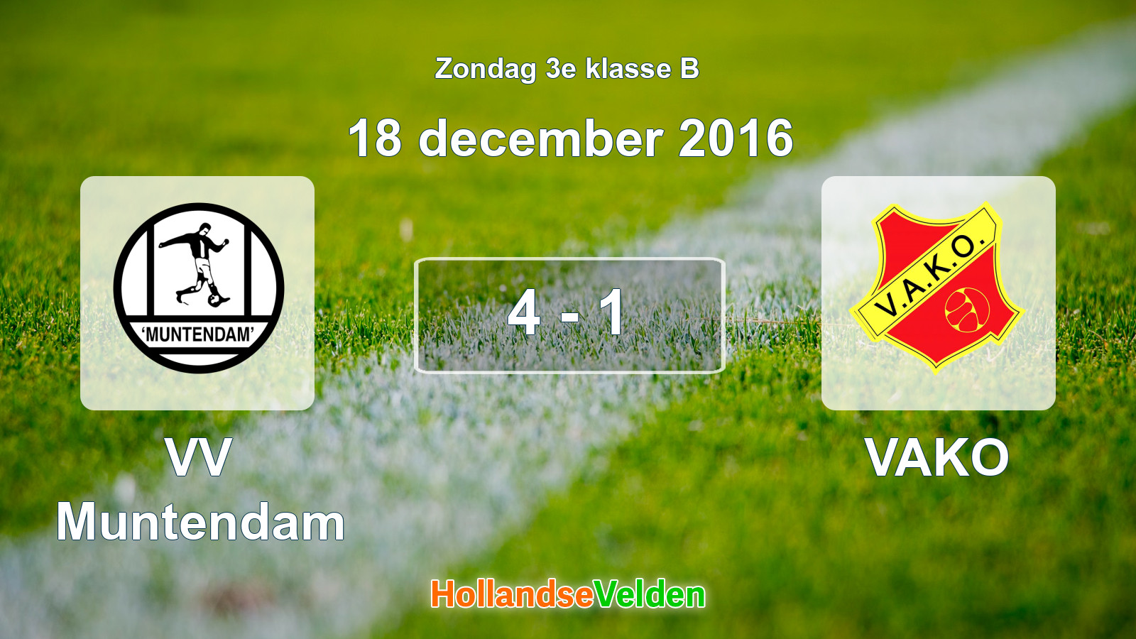 Gespeelde wedstrijd: VV Muntendam - VAKO 4 - 1 (18 december 2016)