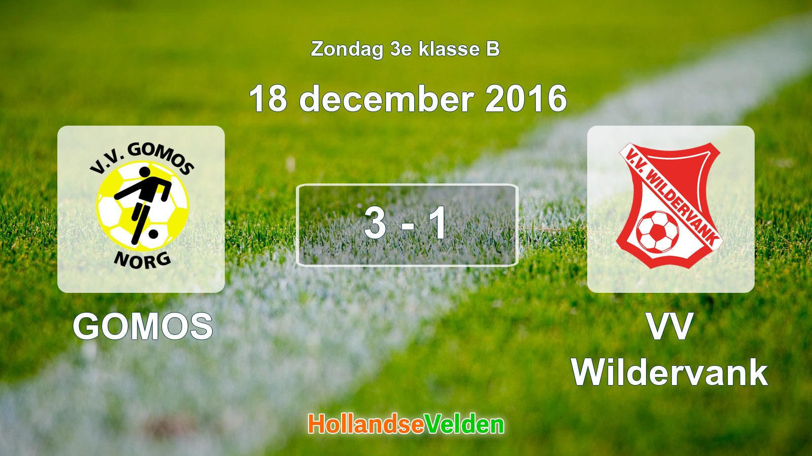 Gespeelde wedstrijd: GOMOS - VV Wildervank 3 - 1 (18 december 2016)