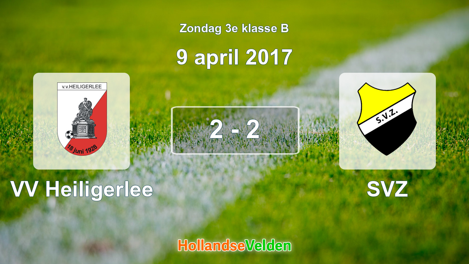 Gespeelde wedstrijd: VV Heiligerlee - SVZ 2 - 2 (9 april 2017)