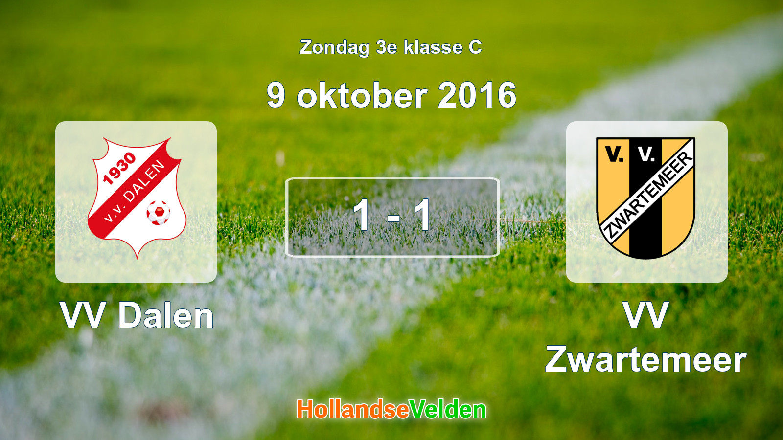 Gespeelde wedstrijd: VV Dalen - VV Zwartemeer 1 - 1 (9 oktober 2016)