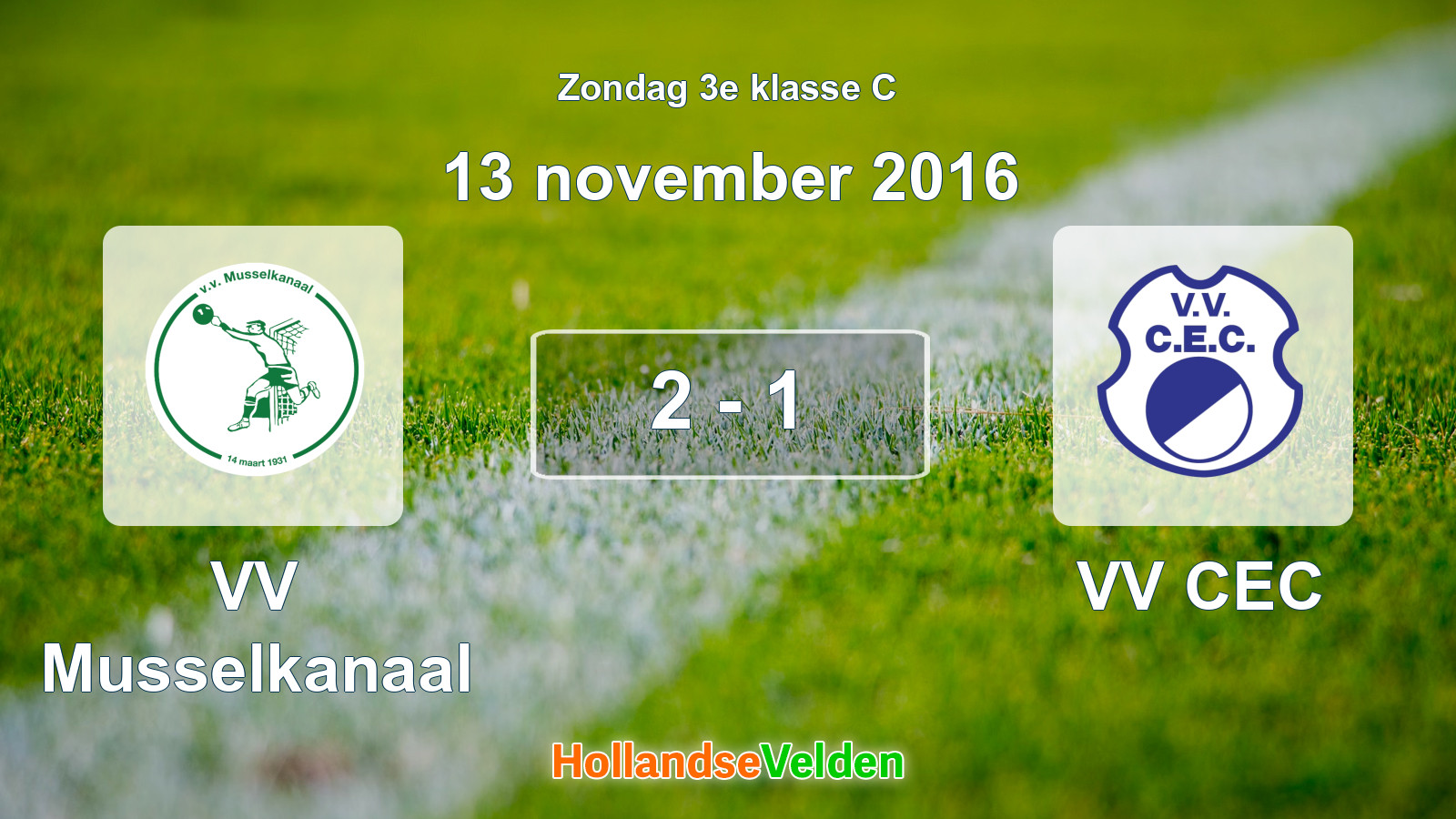 Gespeelde wedstrijd: VV Musselkanaal - VV CEC 2 - 1 (13 november 2016)