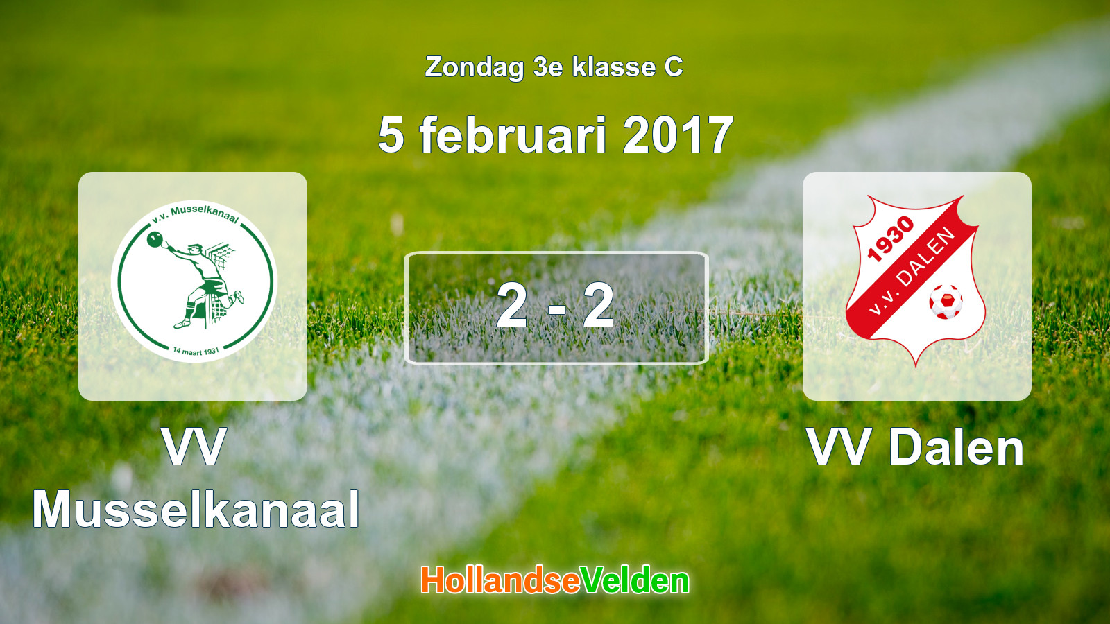 Gespeelde wedstrijd: VV Musselkanaal - VV Dalen 2 - 2 (5 februari 2017)