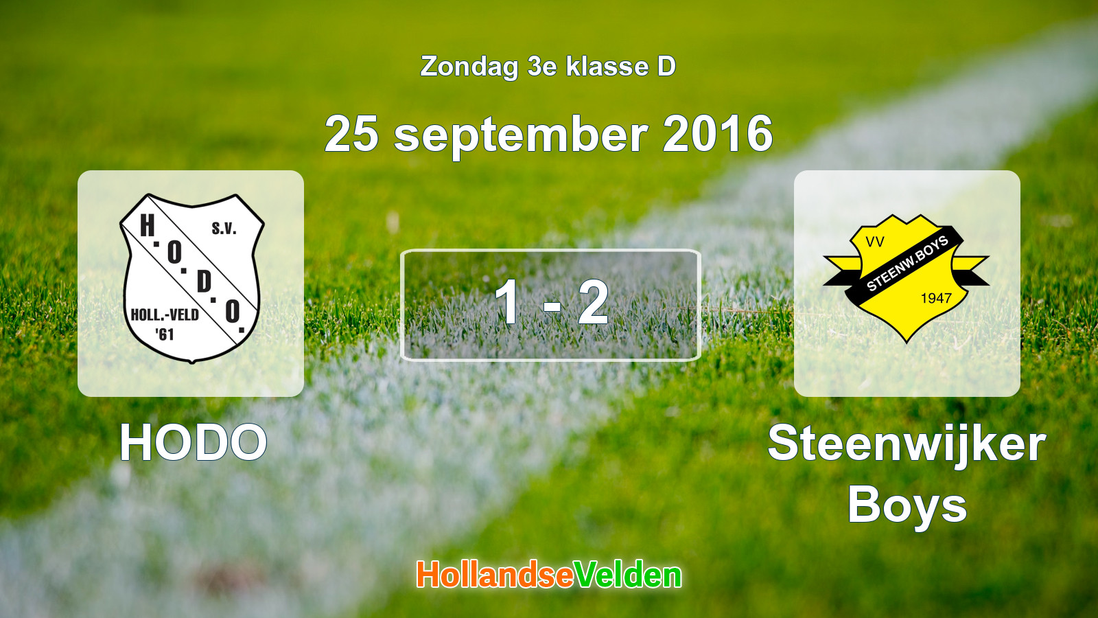 Gespeelde wedstrijd: HODO - Steenwijker Boys 1 - 2 (25 september 2016)