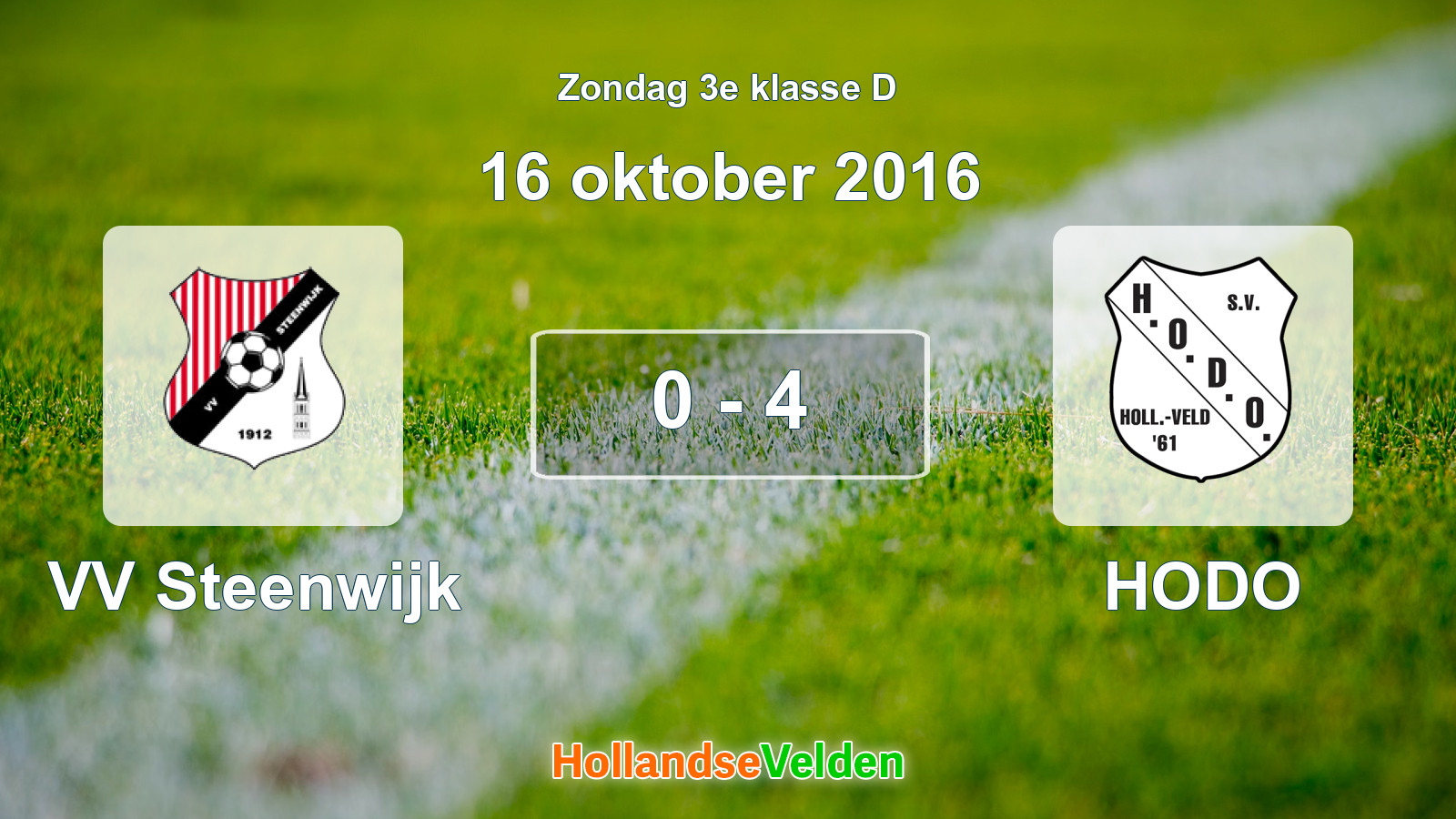 Gespeelde wedstrijd: VV Steenwijk - HODO 0 - 4 (16 oktober 2016)