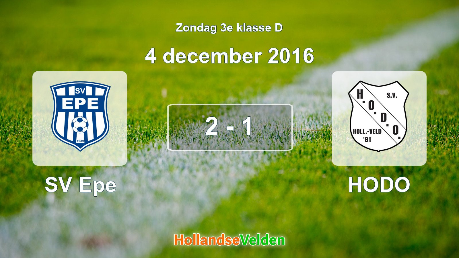 Gespeelde wedstrijd: SV Epe - HODO 2 - 1 (4 december 2016)