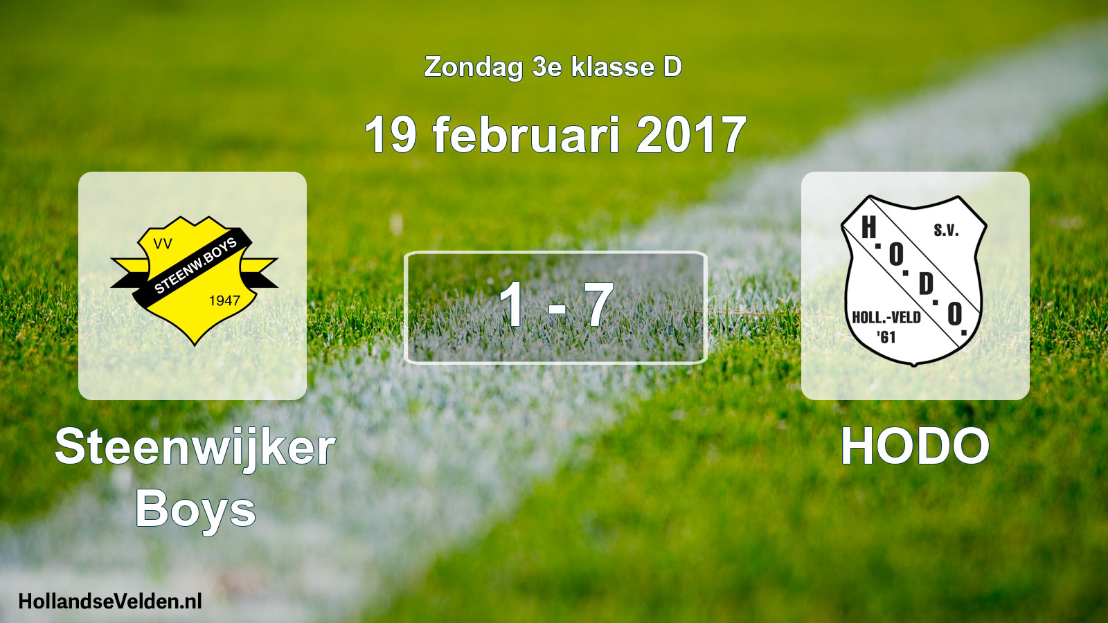 Gespeelde wedstrijd: Steenwijker Boys - HODO 1 - 7 (19 februari 2017)