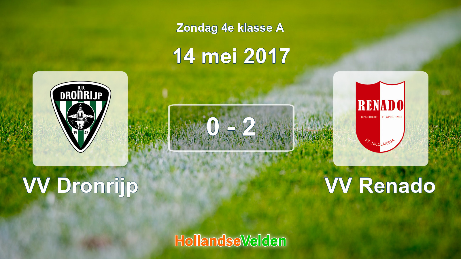 Gespeelde wedstrijd: VV Dronrijp - VV Renado 0 - 2 (14 mei 2017)