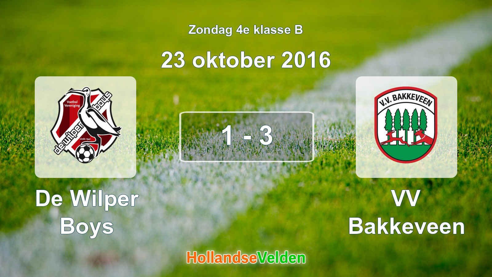 Gespeelde wedstrijd: De Wilper Boys - VV Bakkeveen 1 - 3 (23 oktober 2016)
