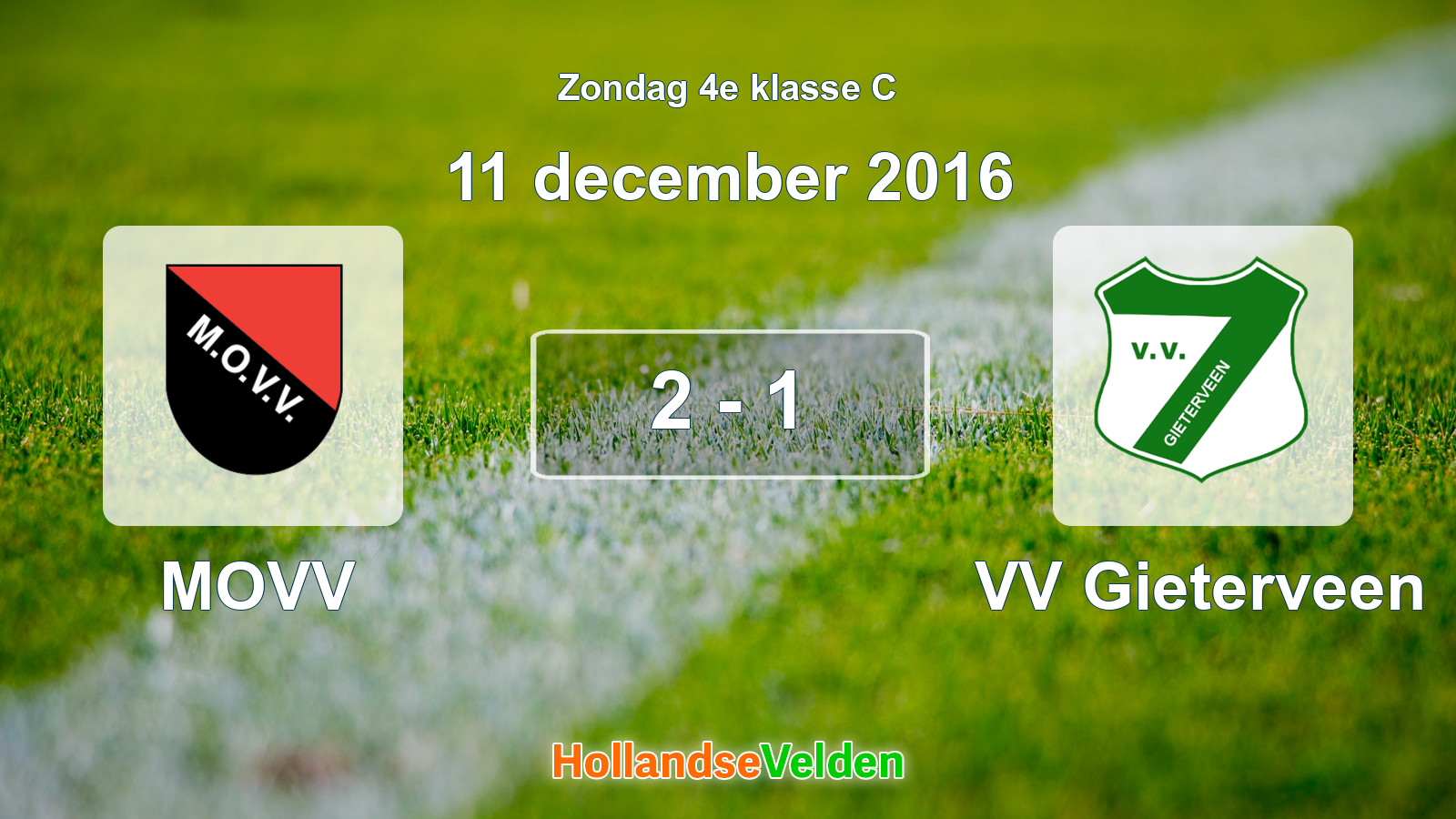 Gespeelde wedstrijd: MOVV - VV Gieterveen 2 - 1 (11 december 2016)