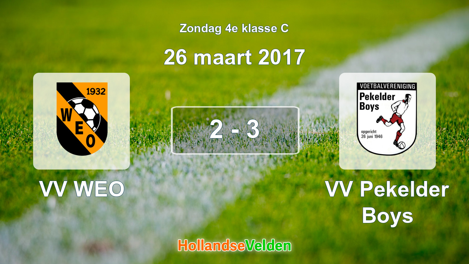 Gespeelde wedstrijd: VV WEO - VV Pekelder Boys 2 - 3 (26 maart 2017)
