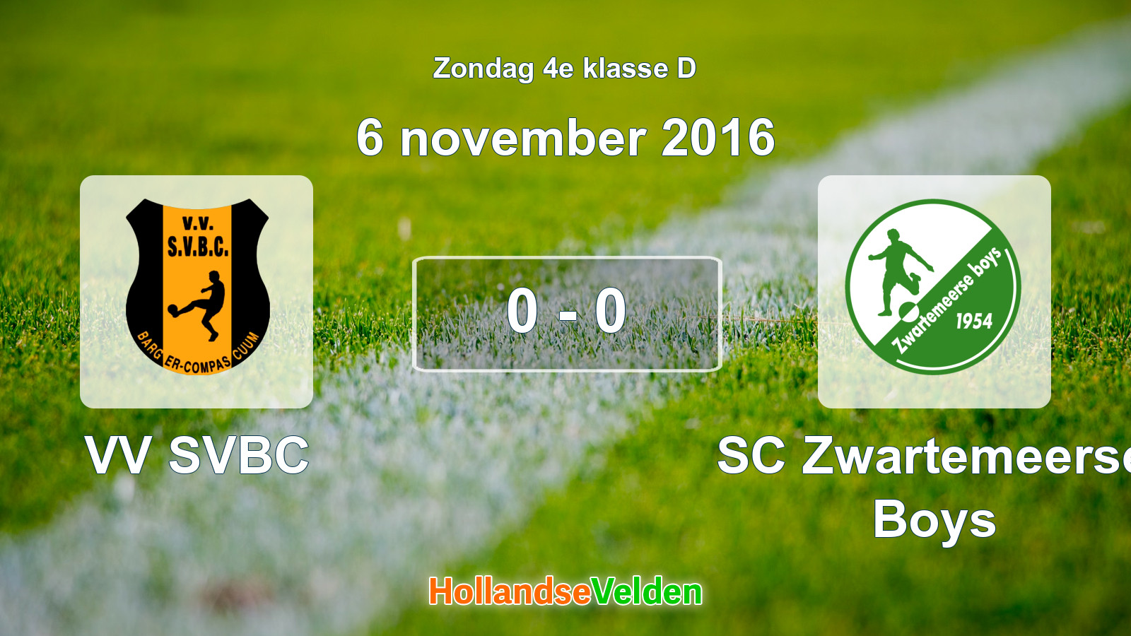 Gespeelde wedstrijd: VV SVBC - SC Zwartemeerse Boys 0 - 0 (6 november 2016)
