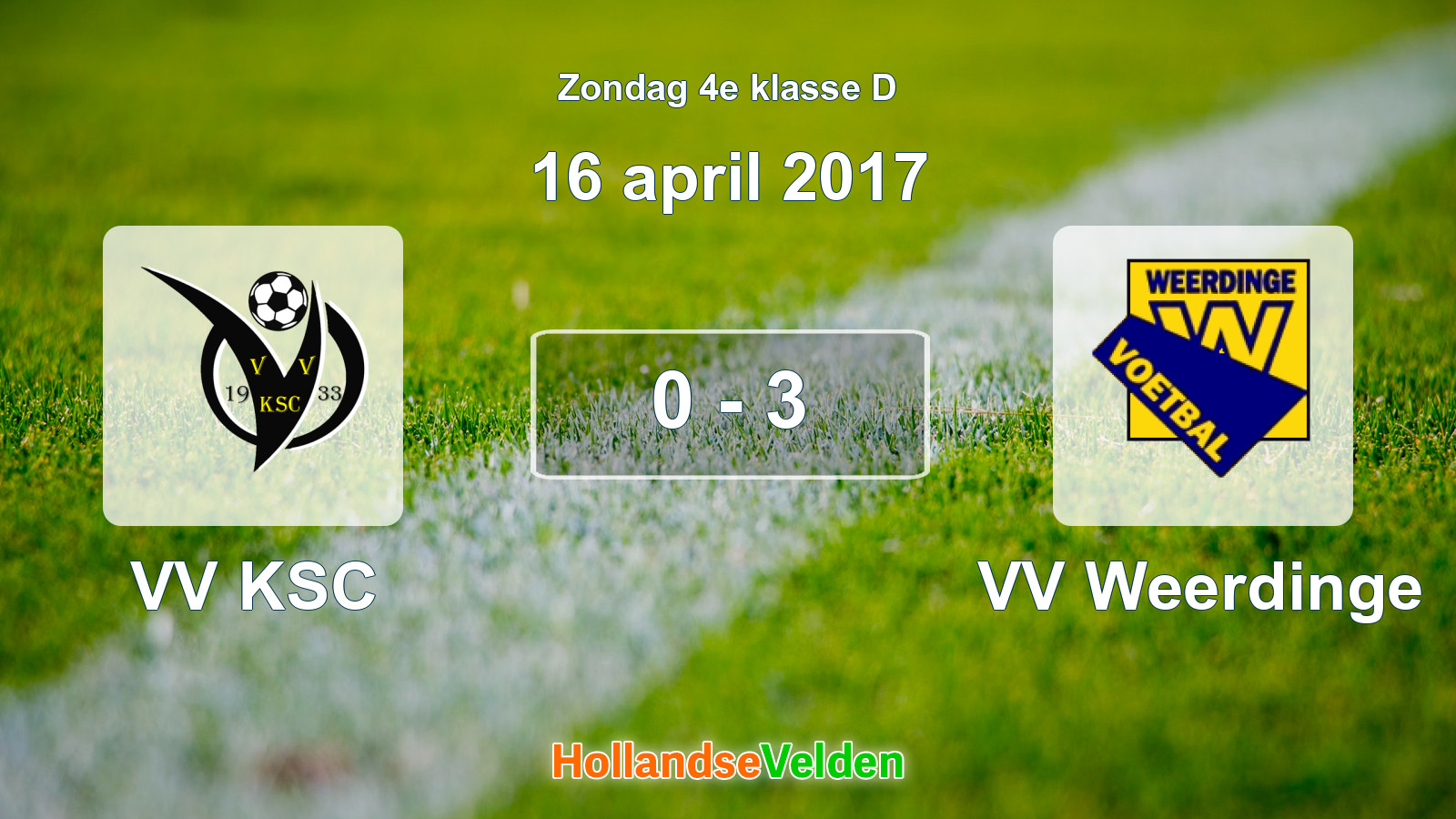 Gespeelde wedstrijd: VV KSC - VV Weerdinge 0 - 3 (16 april 2017)