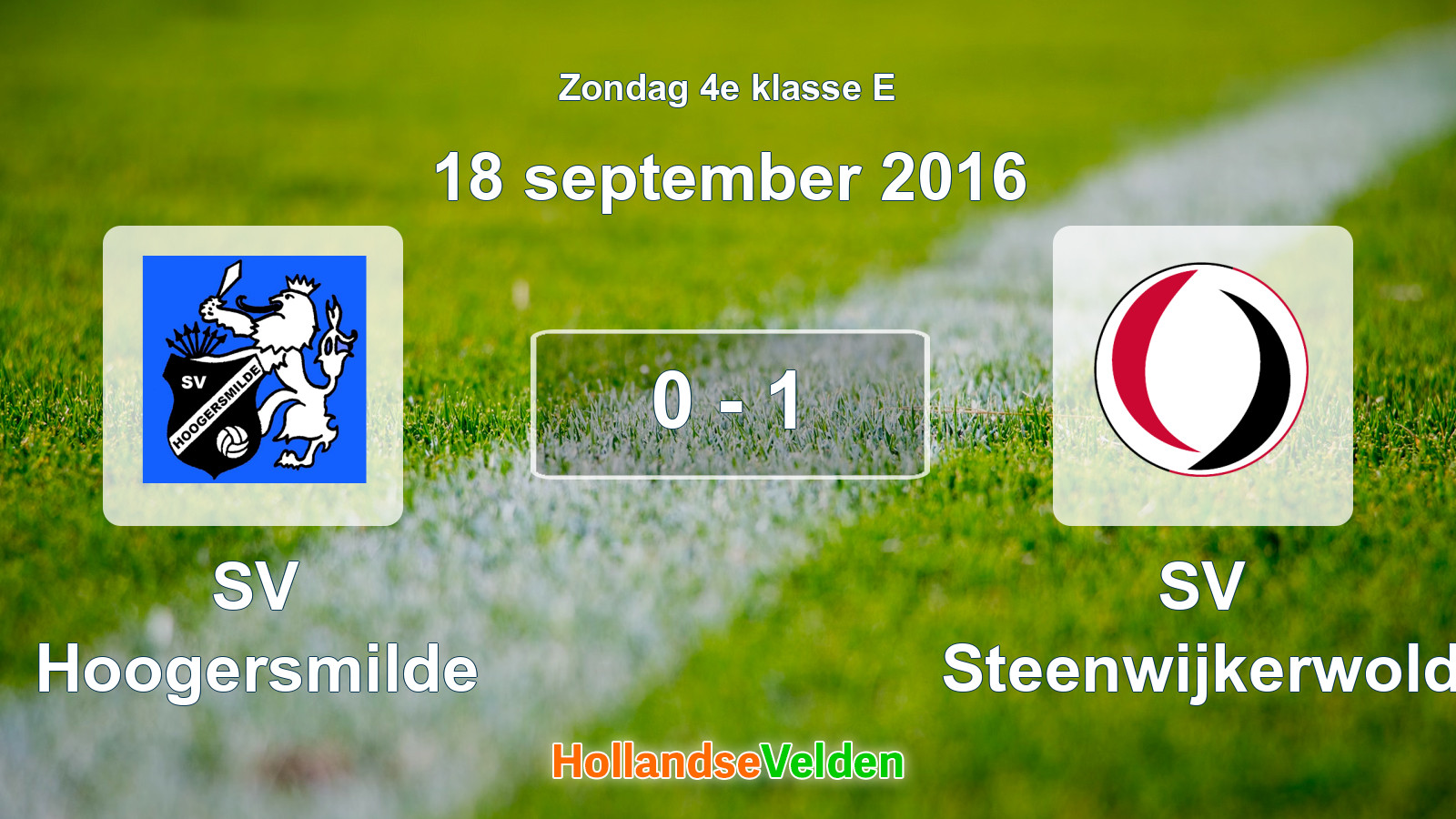 Gespeelde wedstrijd: SV Hoogersmilde - SV Steenwijkerwold 0 - 1 (18 september 2016)