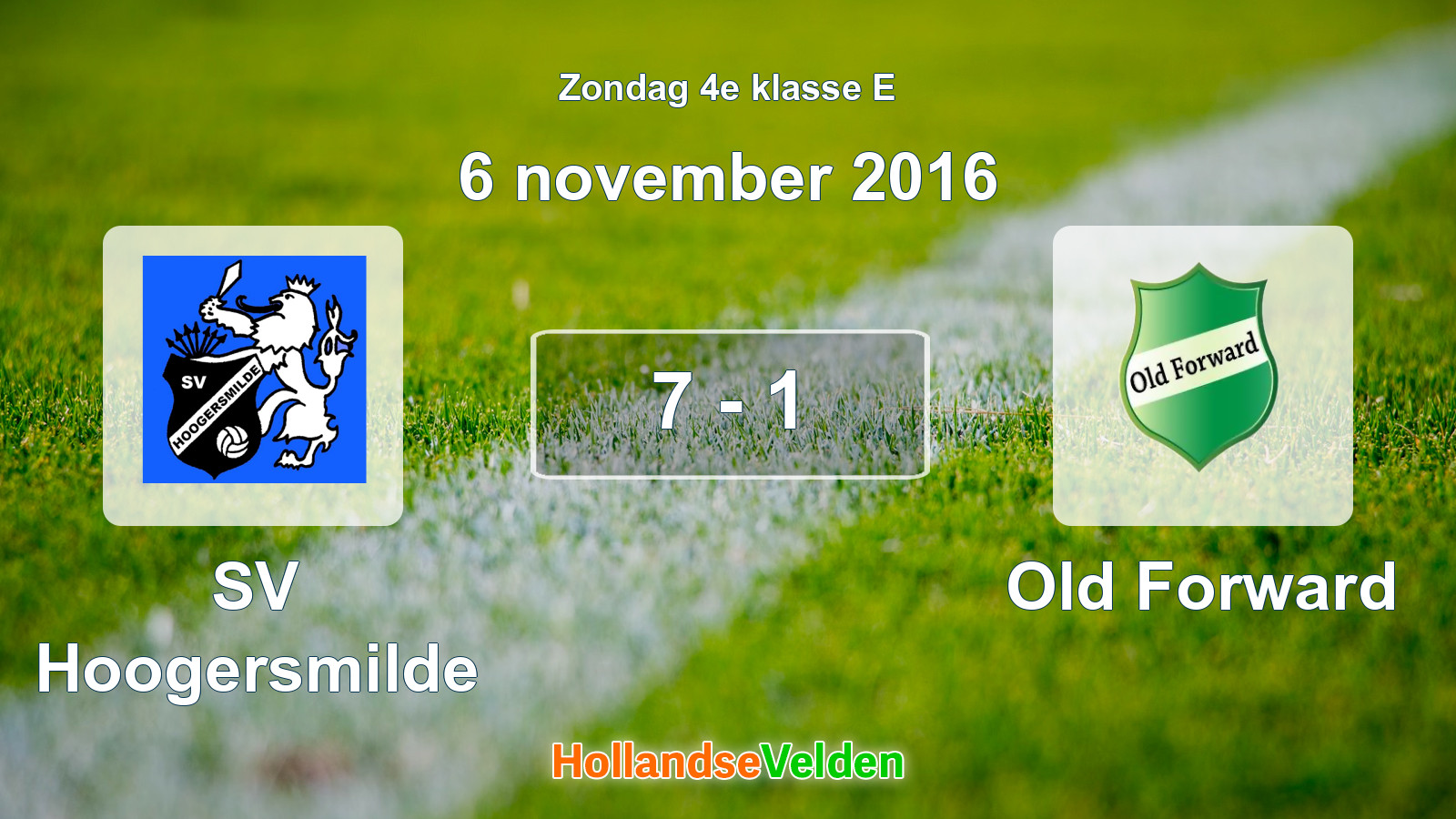 Gespeelde wedstrijd: SV Hoogersmilde - Old Forward 7 - 1 (6 november 2016)