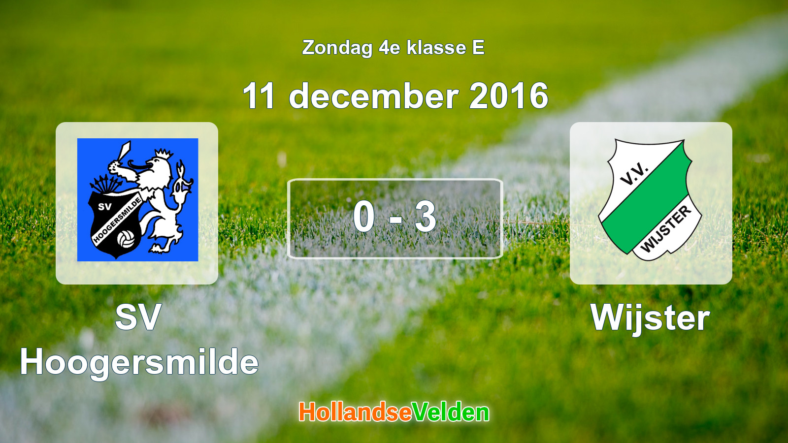 Gespeelde wedstrijd: SV Hoogersmilde - Wijster 0 - 3 (11 december 2016)