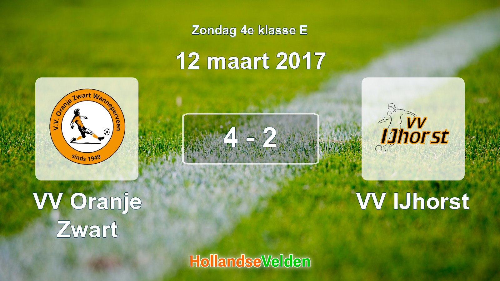 Gespeelde wedstrijd: VV Oranje Zwart - VV IJhorst 4 - 2 (12 maart 2017)