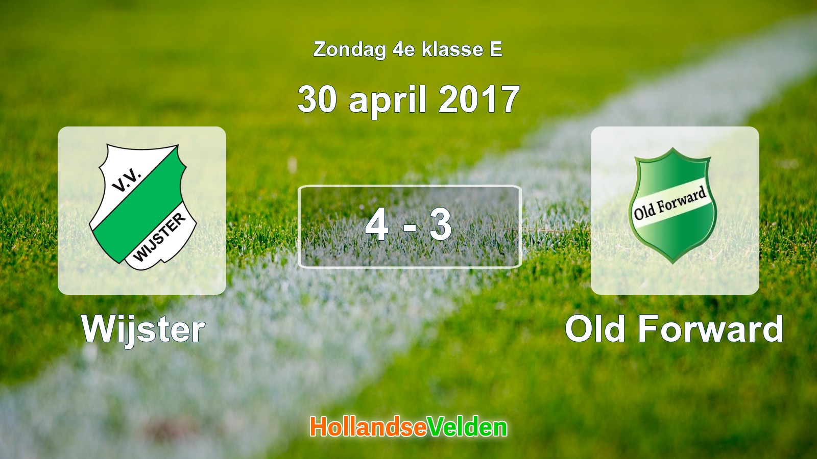 Gespeelde wedstrijd: Wijster - Old Forward 4 - 3 (30 april 2017)